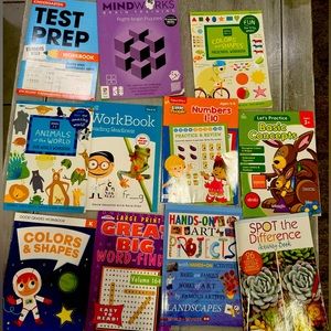 Bundle. Of 11 brand new never used workbooks for 4-7 (pre-k -kinder)
